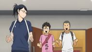 Shimizu, Nishinoya, and Tanaka as seen in the anime (Image via Production I.G)